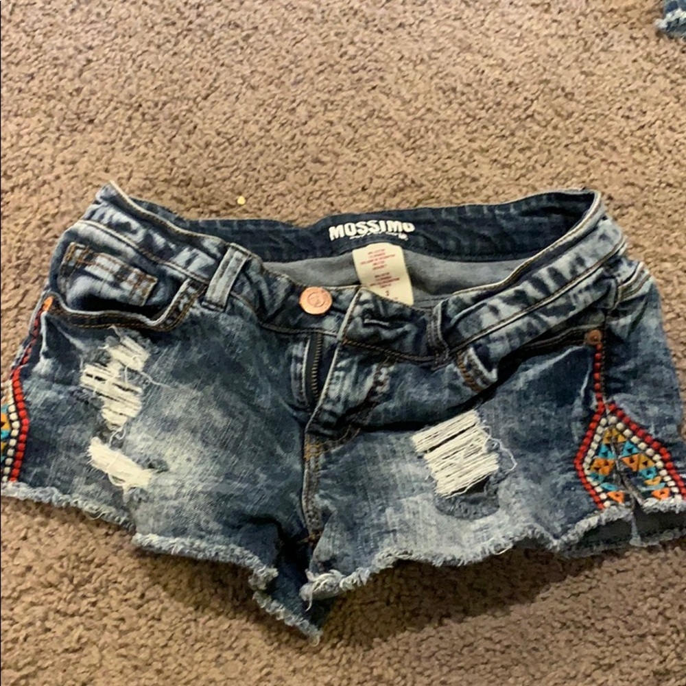 Distressed blue mossimo jean shorts size 3